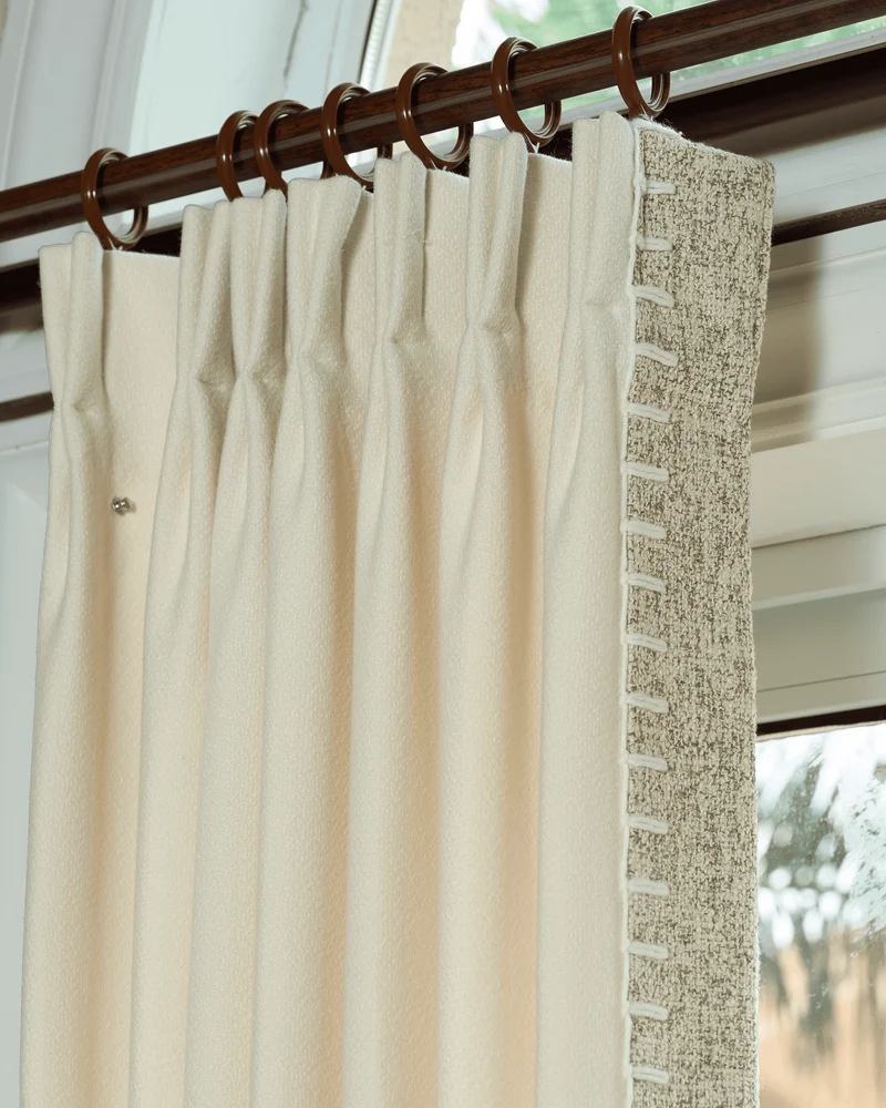 Zane Textured Custom Curtain with Trim