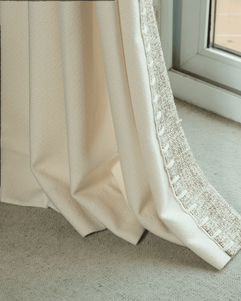 Zane Textured Custom Curtain with Trim