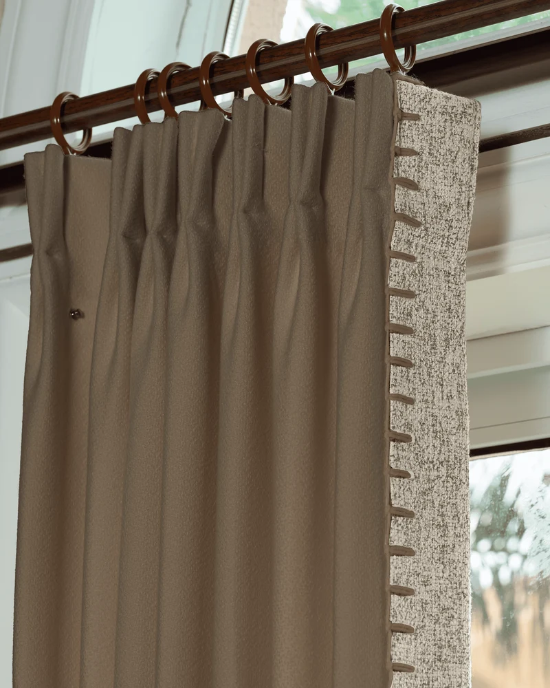 Zane Textured Custom Curtain with Trim