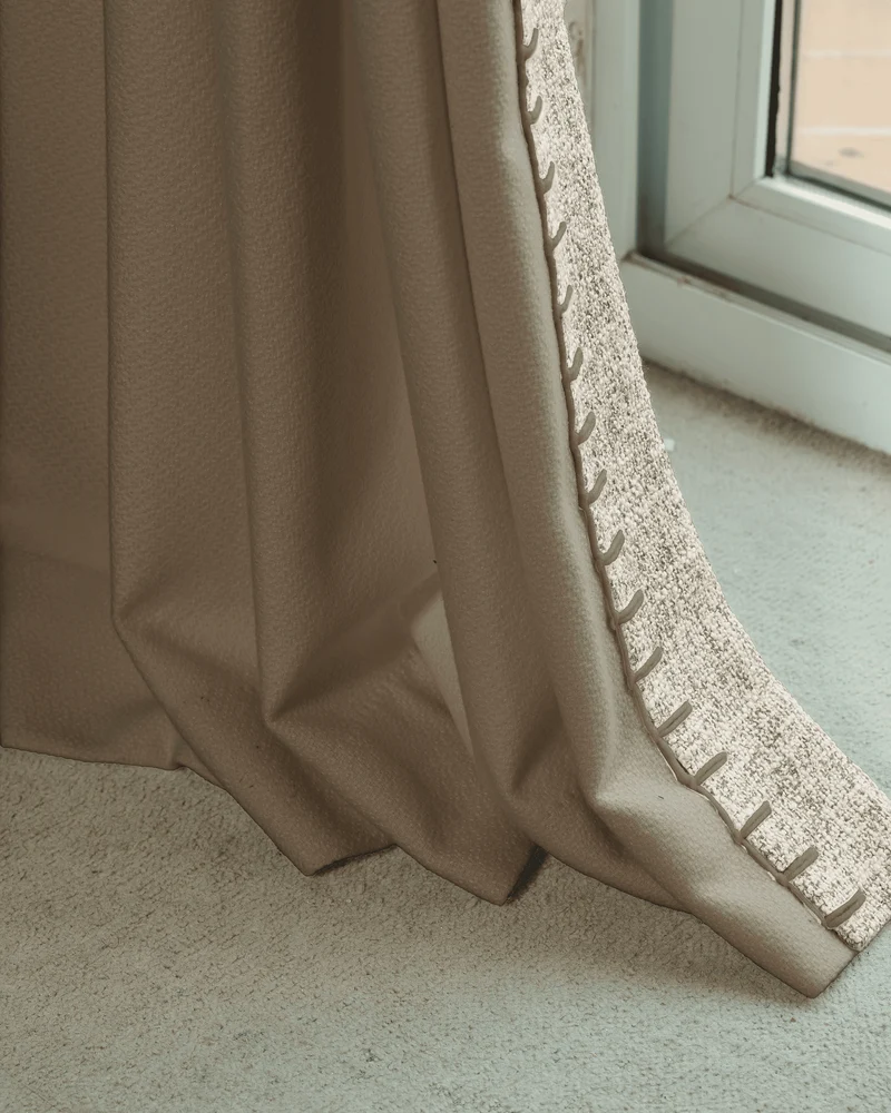 Zane Textured Custom Curtain with Trim