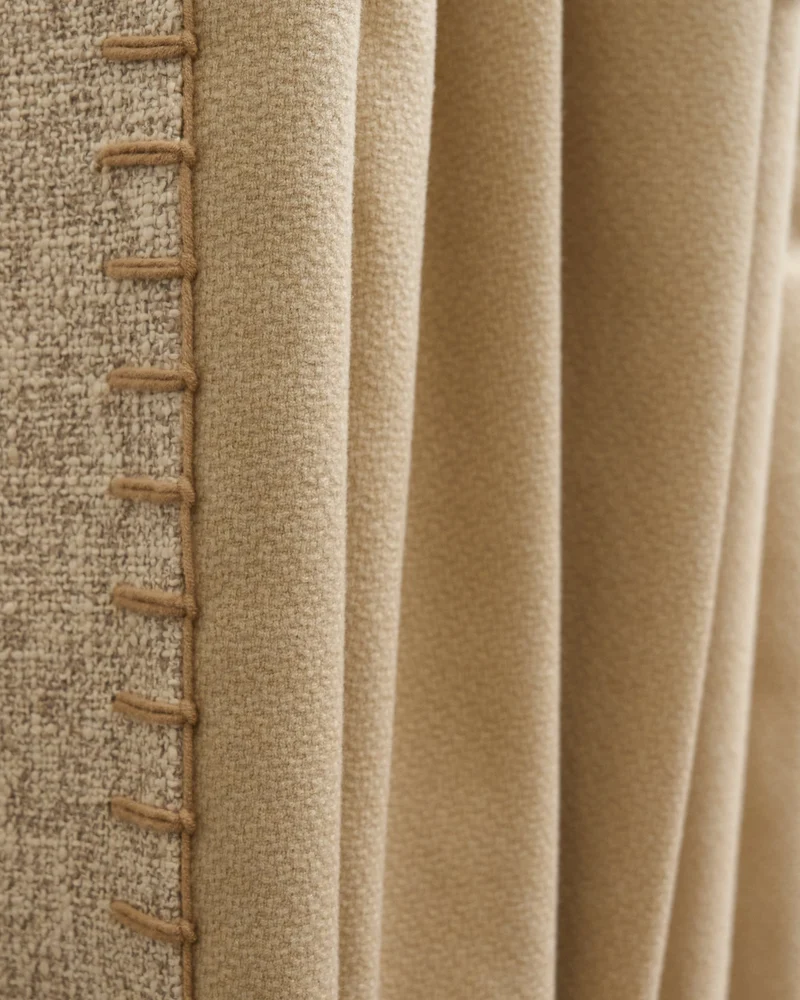 Zane Textured Custom Curtain with Trim