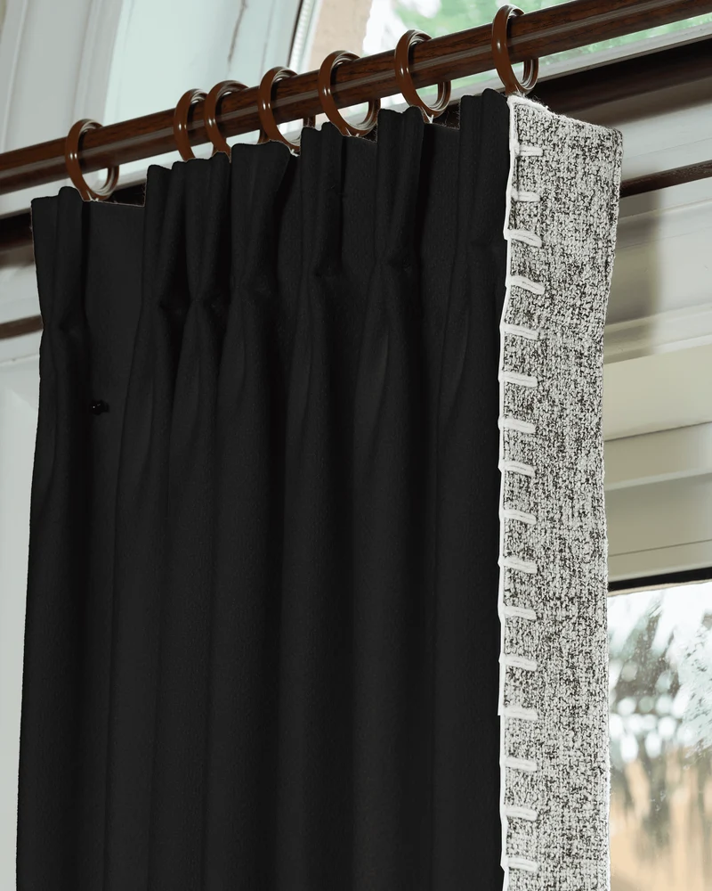 Zane Textured Custom Curtain with Trim