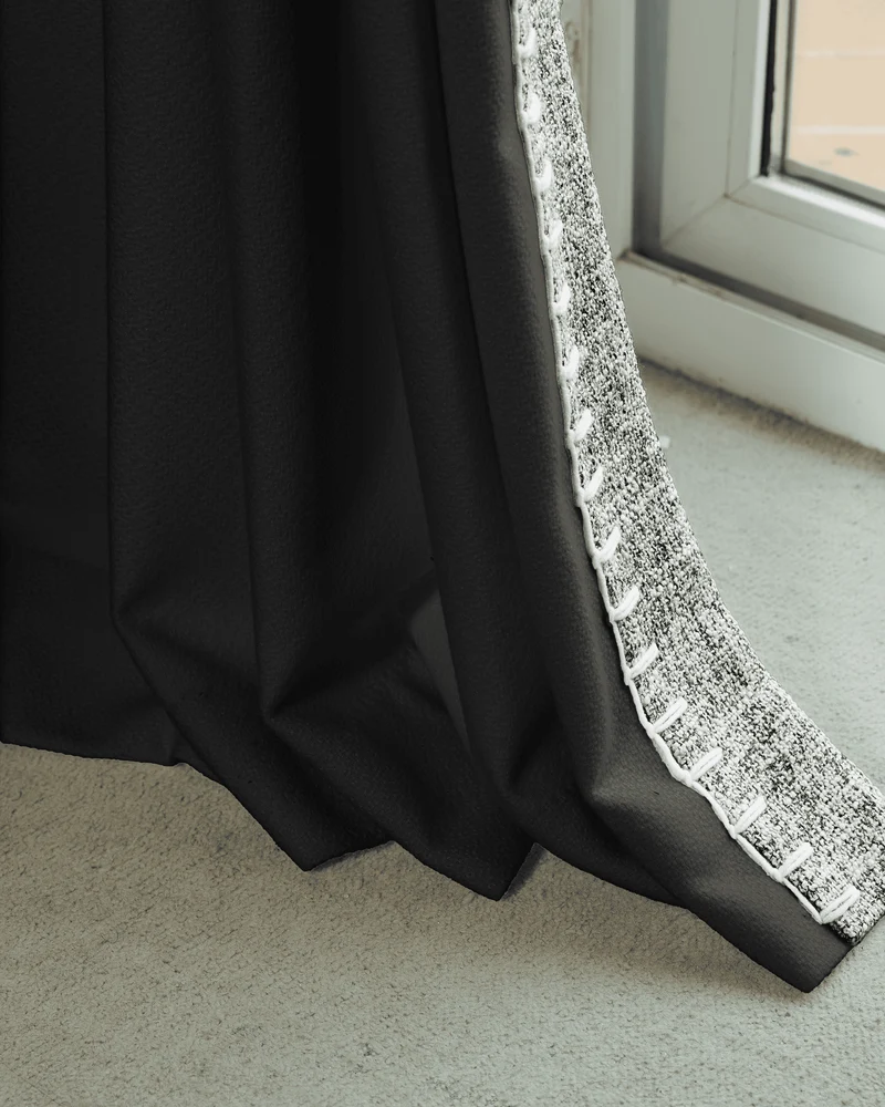 Zane Textured Custom Curtain with Trim