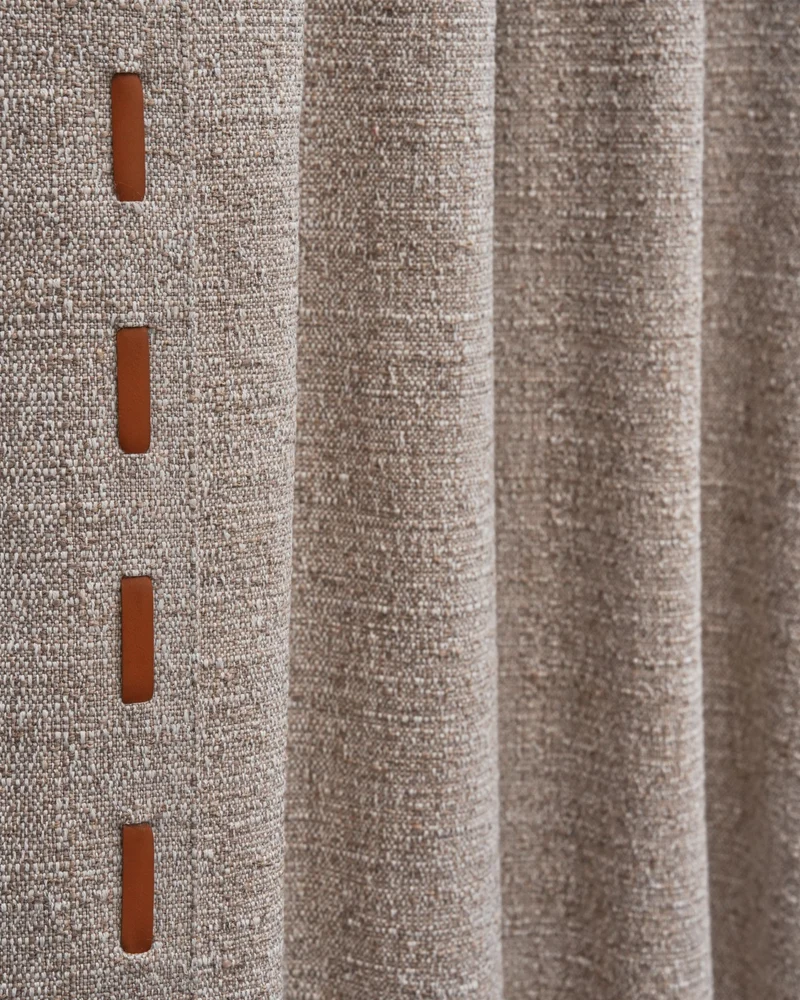 Luna Linen Blend Textured Custom Curtain with Trim