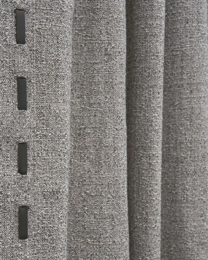 Luna Linen Blend Textured Custom Curtain with Trim