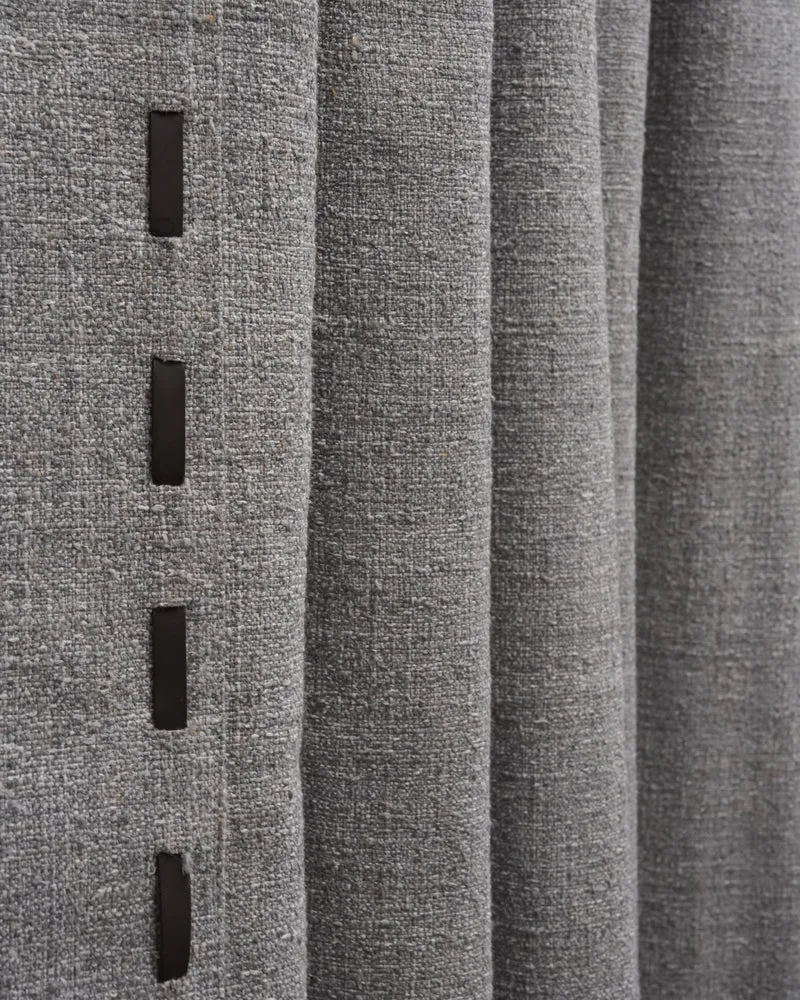 Luna Linen Blend Textured Custom Curtain with Trim