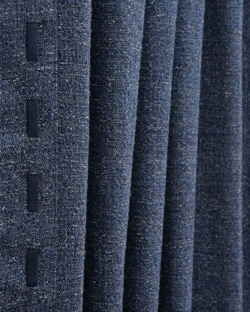 Luna Linen Blend Textured Custom Curtain with Trim