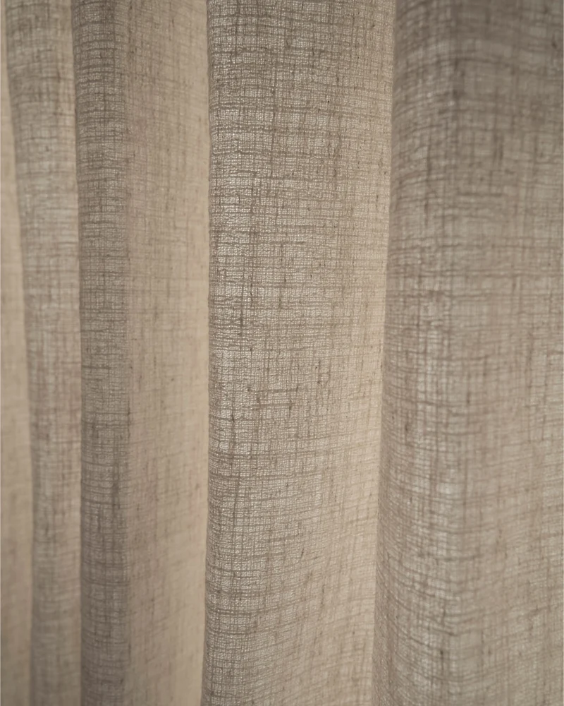 Luna Linen Blend Textured Custom Curtain with Trim