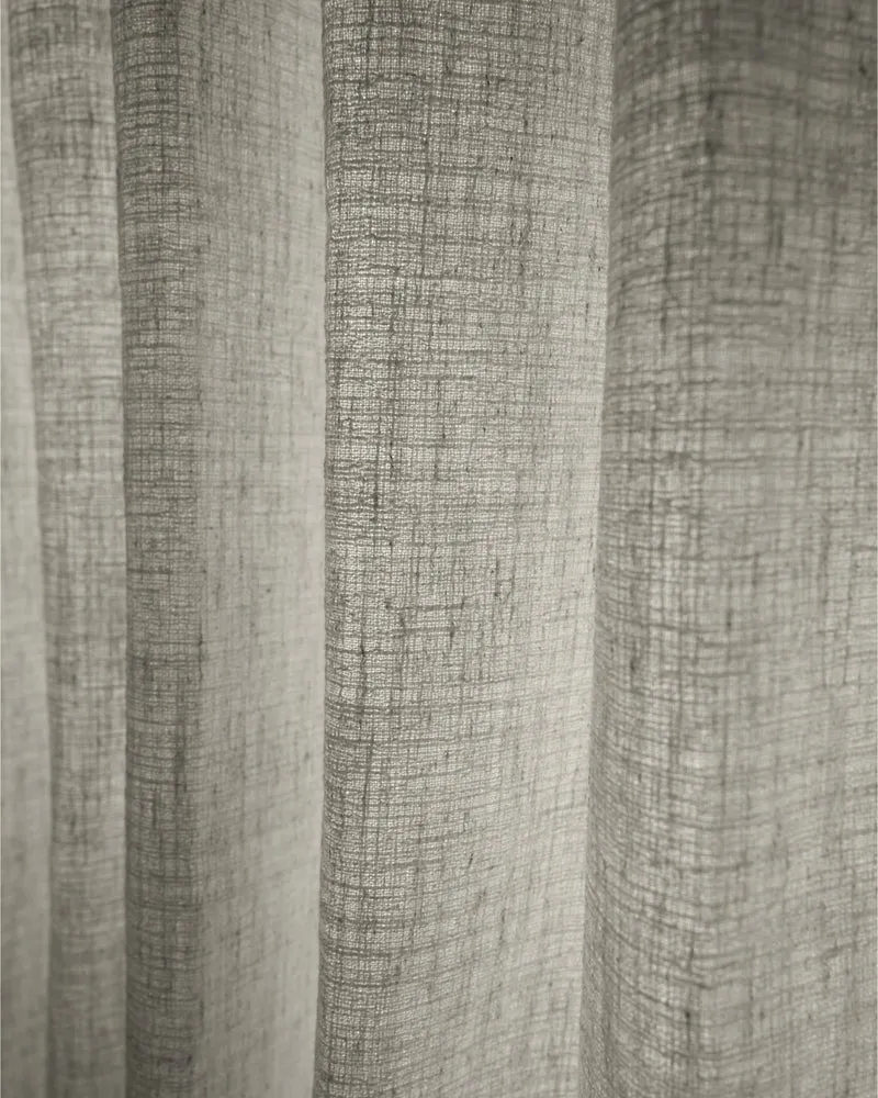 Luna Linen Blend Textured Custom Curtain with Trim
