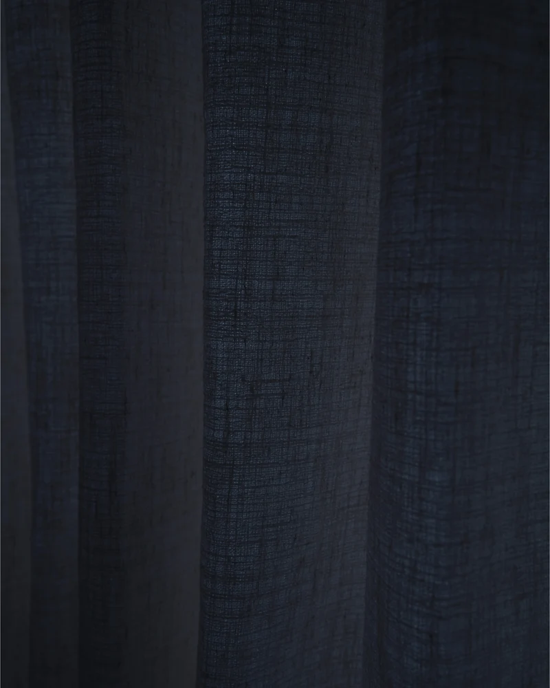 Luna Linen Blend Textured Custom Curtain with Trim