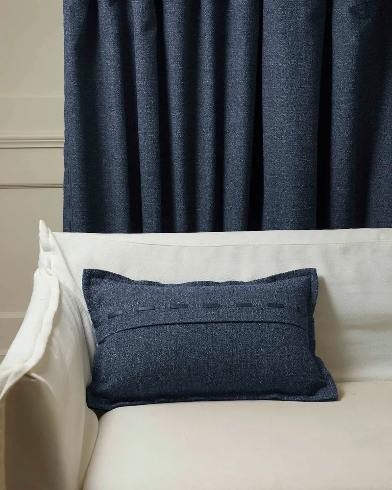 Luna Linen Blend Faux Leather Laced Lumbar Pillowcase