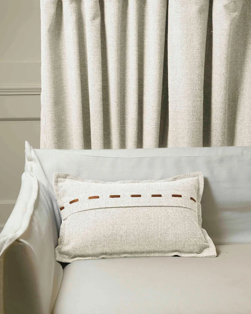 Luna Linen Blend Faux Leather Laced Lumbar Pillowcase