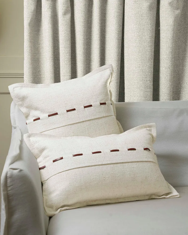 Luna Linen Blend Faux Leather Laced Lumbar Pillowcase