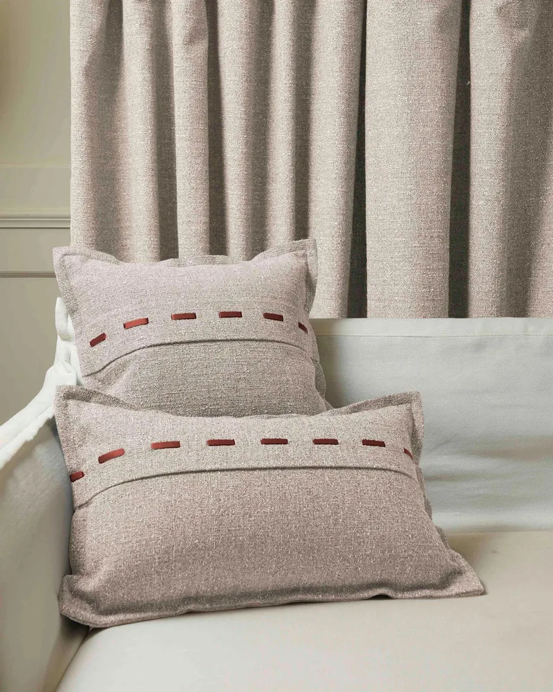Luna Linen Blend Faux Leather Laced Lumbar Pillowcase