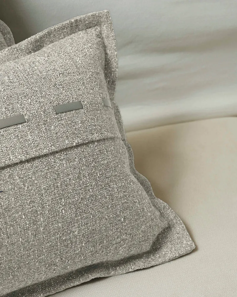 Luna Linen Blend Faux Leather Laced Lumbar Pillowcase