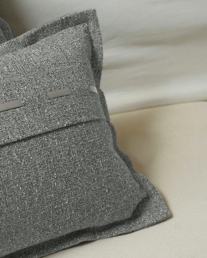 Luna Linen Blend Faux Leather Laced Lumbar Pillowcase