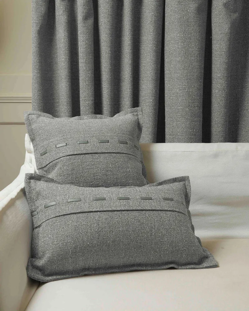 Luna Linen Blend Faux Leather Laced Lumbar Pillowcase