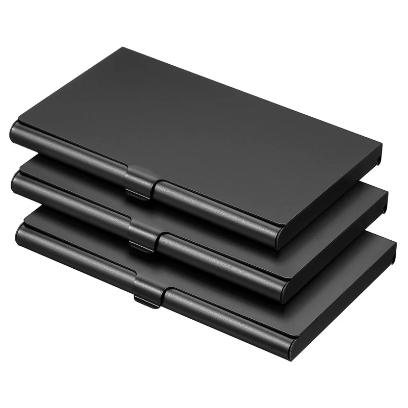 Business Card Holders, Aluminum Alloy Flip Cover Slim Name Cards Cases for Women Men