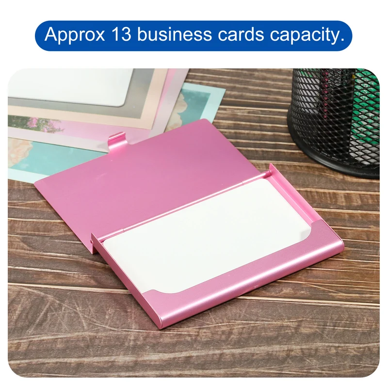 Business Card Holders, Aluminum Alloy Flip Cover Slim Name Cards Cases for Women Men