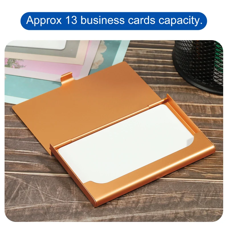 Business Card Holders, Aluminum Alloy Flip Cover Slim Name Cards Cases for Women Men