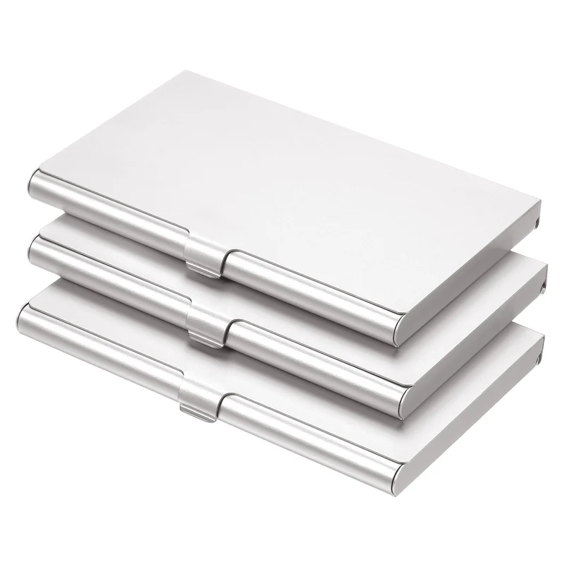 Business Card Holders, Aluminum Alloy Flip Cover Slim Name Cards Cases for Women Men