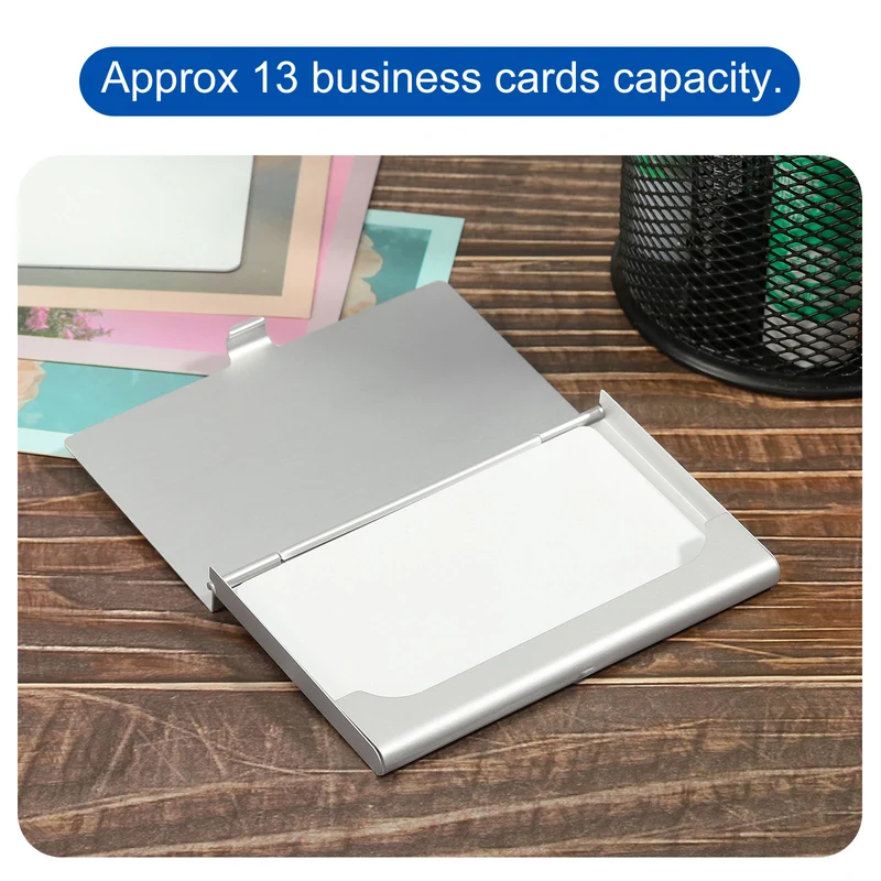 Business Card Holders, Aluminum Alloy Flip Cover Slim Name Cards Cases for Women Men