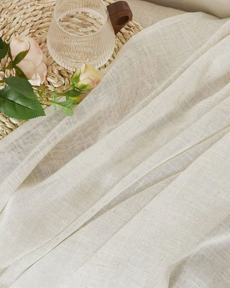 Chloe Linen Look Burlap Textured Sheer Curtain