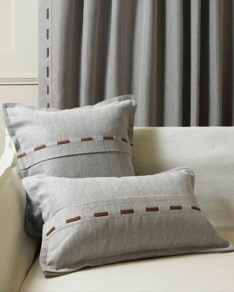 Cleo Textured Faux Leather Laced Lumbar Pillowcase