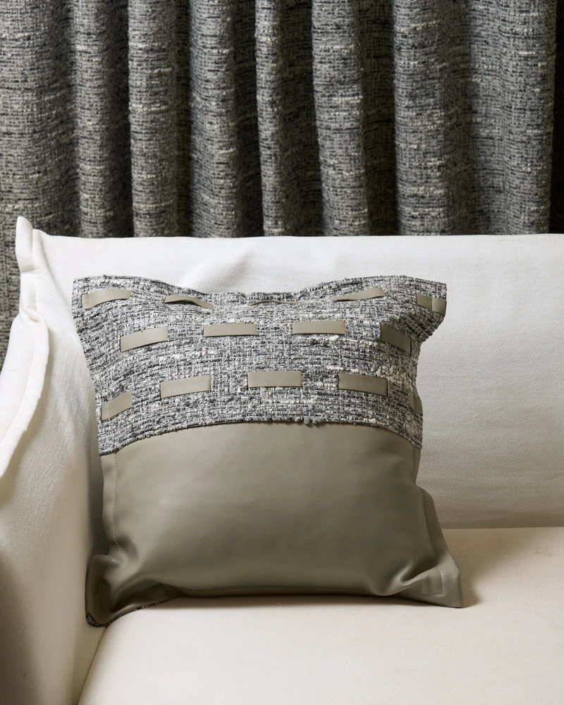 Juliette Textured Faux Leather Throw Pillowcase