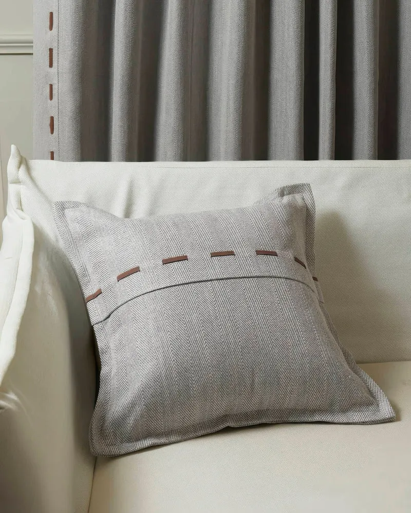Cleo Textured Faux Leather Laced Throw Pillowcase