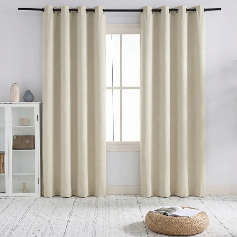 Sally 4 Layers 100% Blackout Soundproof Linen Blend Custom Curtain