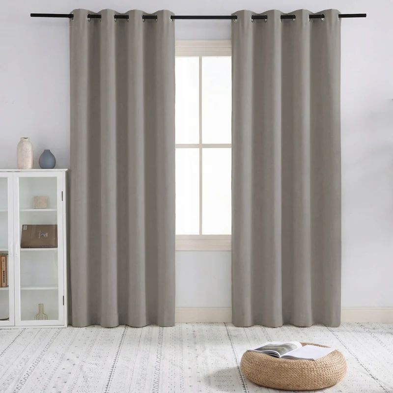 Sally 4 Layers 100% Blackout Soundproof Linen Blend Custom Curtain