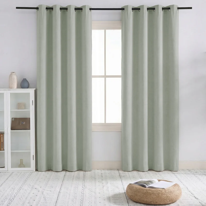 Sally 4 Layers 100% Blackout Soundproof Linen Blend Custom Curtain