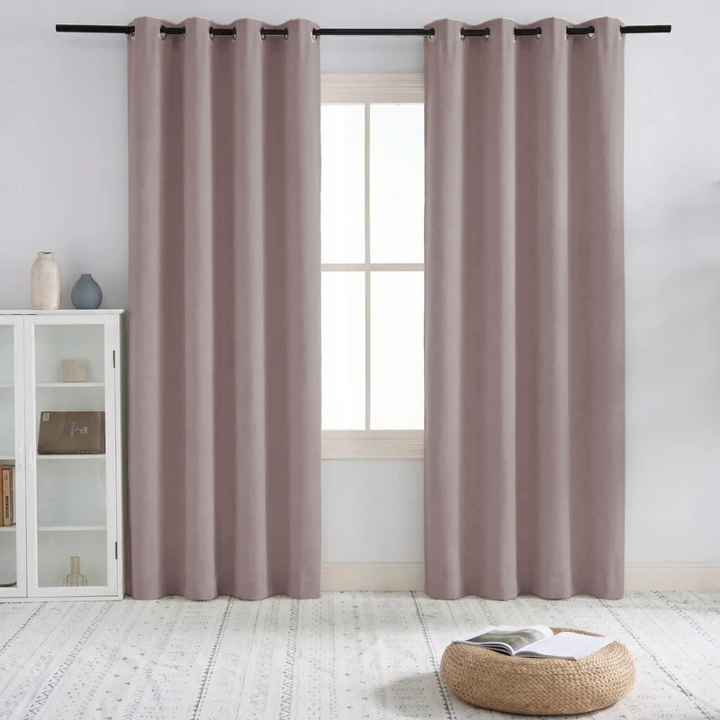 Sally 4 Layers 100% Blackout Soundproof Linen Blend Custom Curtain