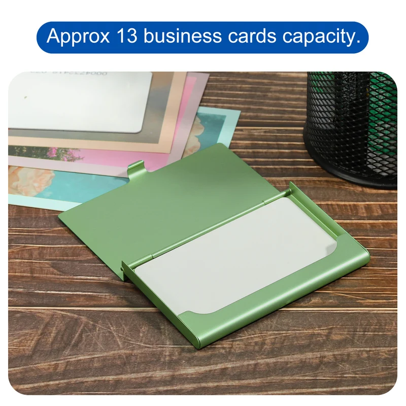Business Card Holders, Aluminum Alloy Flip Cover Slim Name Cards Case for Women Men