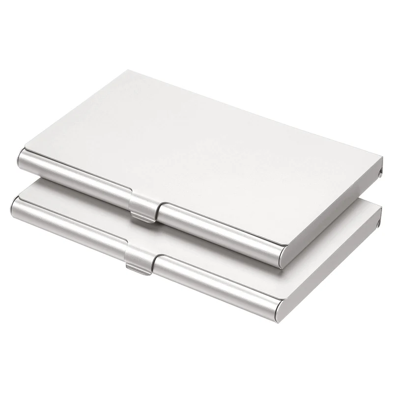 Business Card Holders, Aluminum Alloy Flip Cover Slim Name Cards Case for Women Men