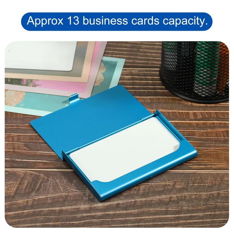 Business Card Holder, Aluminum Alloy Flip Cover Slim Name Cards Case for Women Men