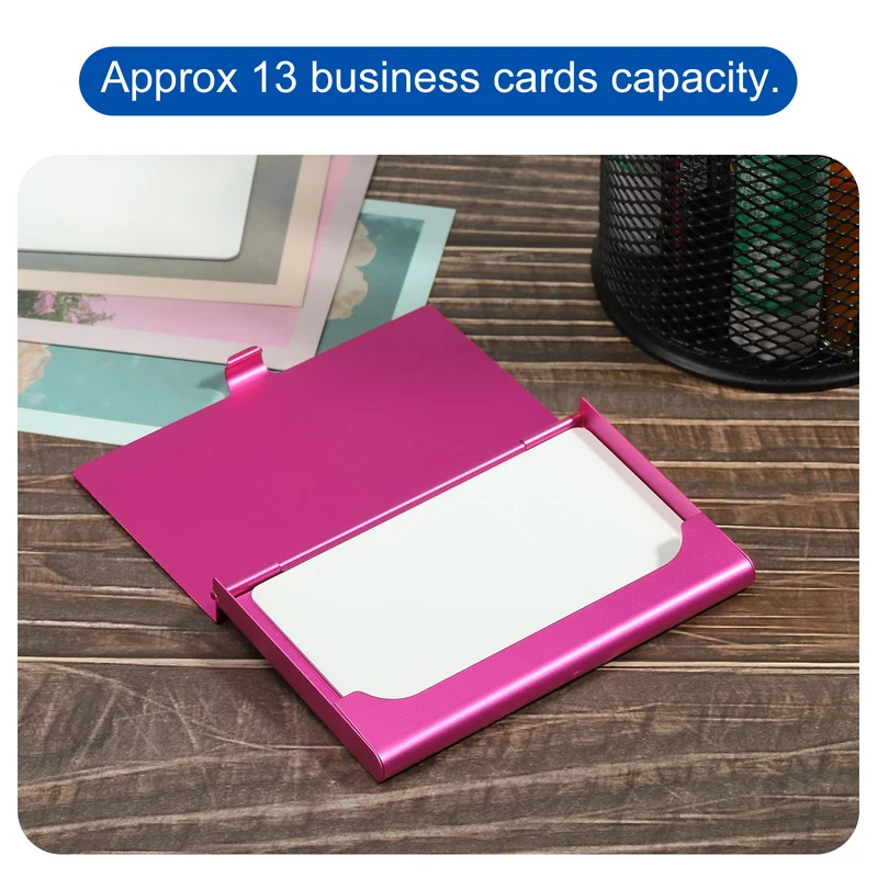 Business Card Holder, Aluminum Alloy Flip Cover Slim Name Cards Case for Women Men