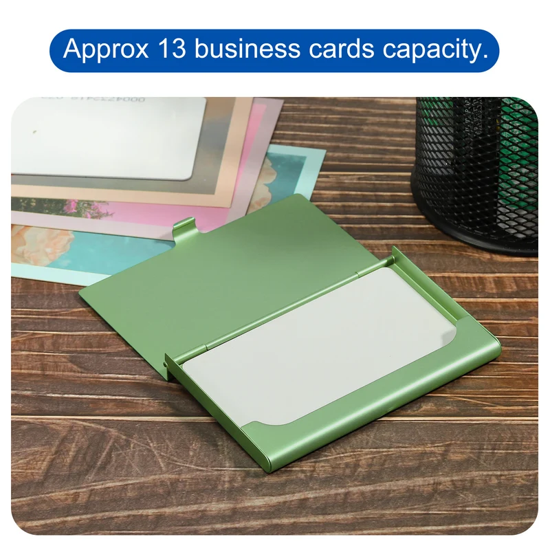 Business Card Holder, Aluminum Alloy Flip Cover Slim Name Cards Case for Women Men