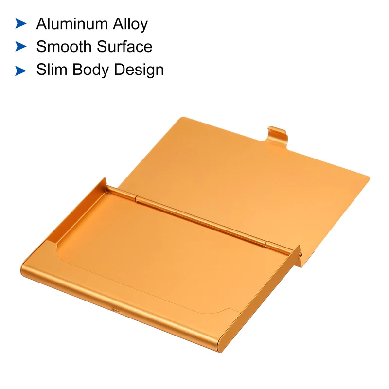 Business Card Holder, Aluminum Alloy Flip Cover Slim Name Cards Case for Women Men