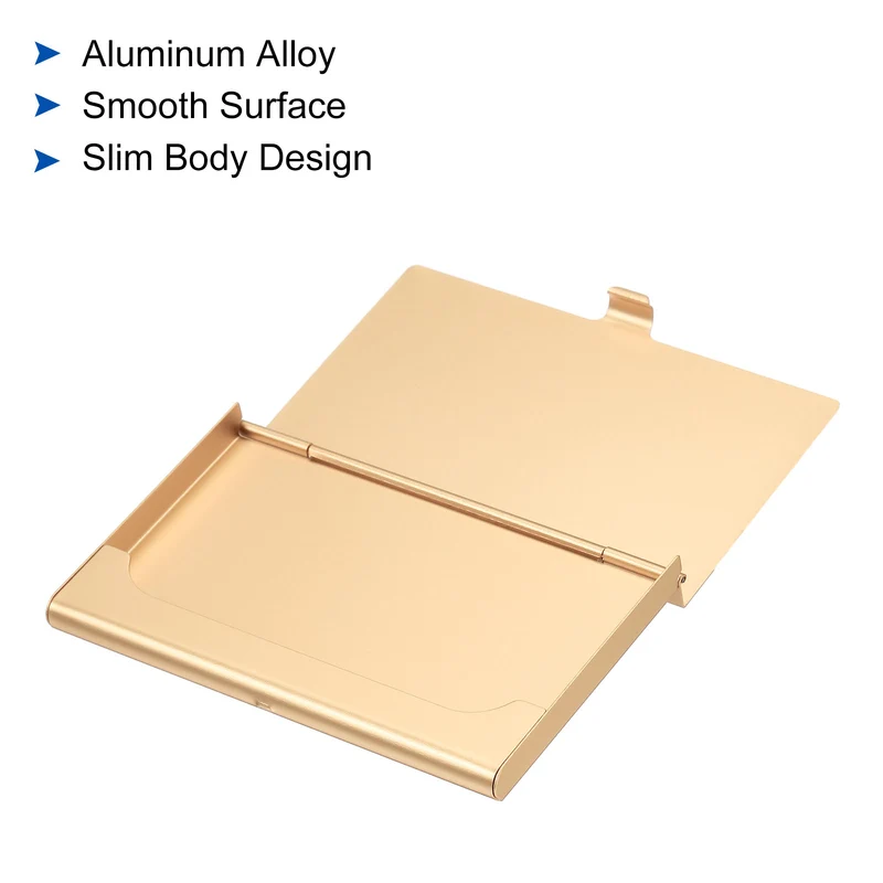 Business Card Holder, Aluminum Alloy Flip Cover Slim Name Cards Case for Women Men