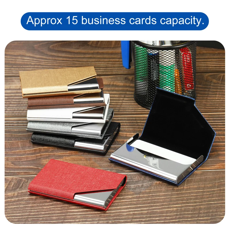 Business Card Holder, PU Leather Flip Slim Name Cards Protector Cases for Women Men