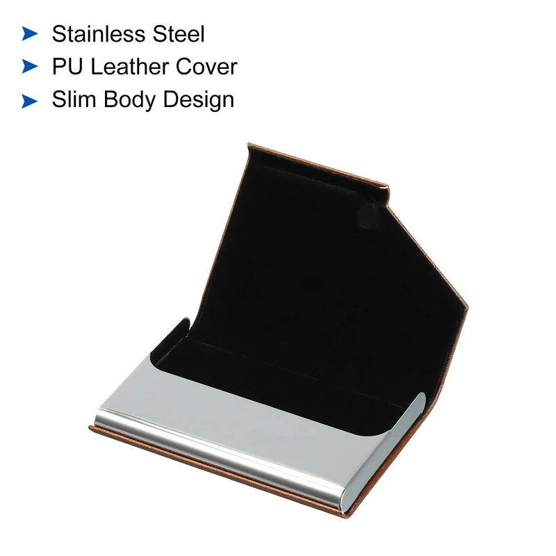 Business Card Holder, PU Leather Flip Slim Name Cards Protector Case for Women Men