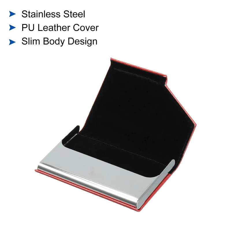 Business Card Holder, PU Leather Flip Slim Name Cards Protector Case for Women Men