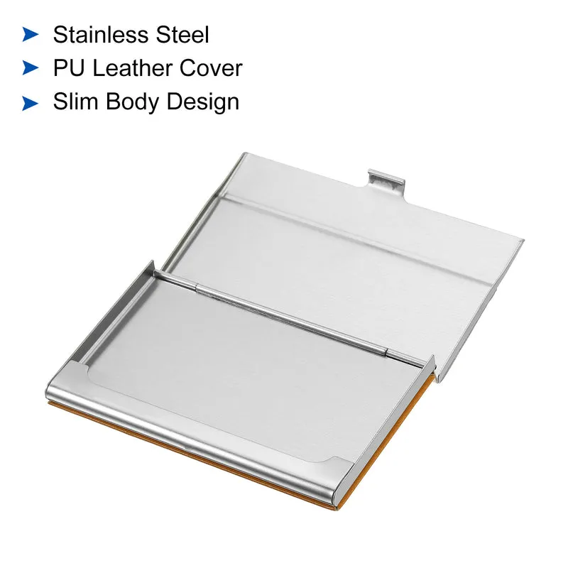 Business Card Holder, PU Leather Flip Slim Name Cards Protector Case, for Women Men