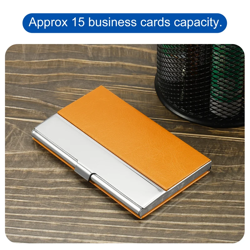 Business Card Holder, PU Leather Flip Slim Name Cards Protector Case, for Women Men