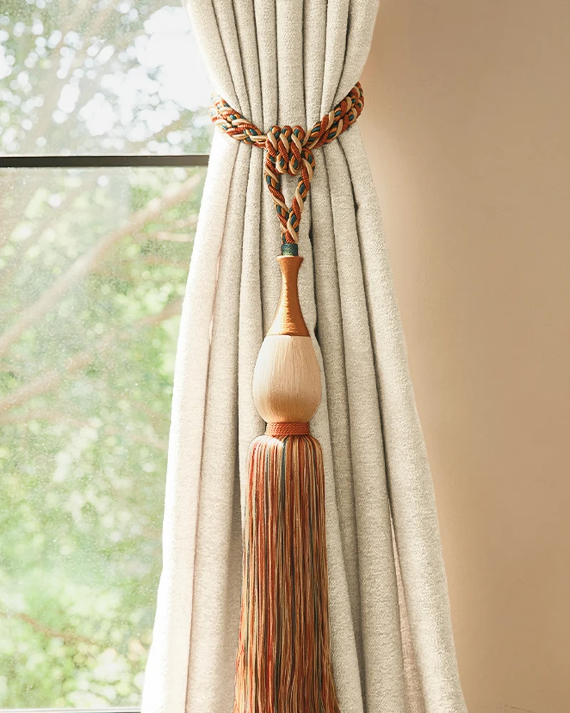 Ambient 35 x 107 Inch Triple French Pinch Pleat Cream Linen Jacquard Curtain