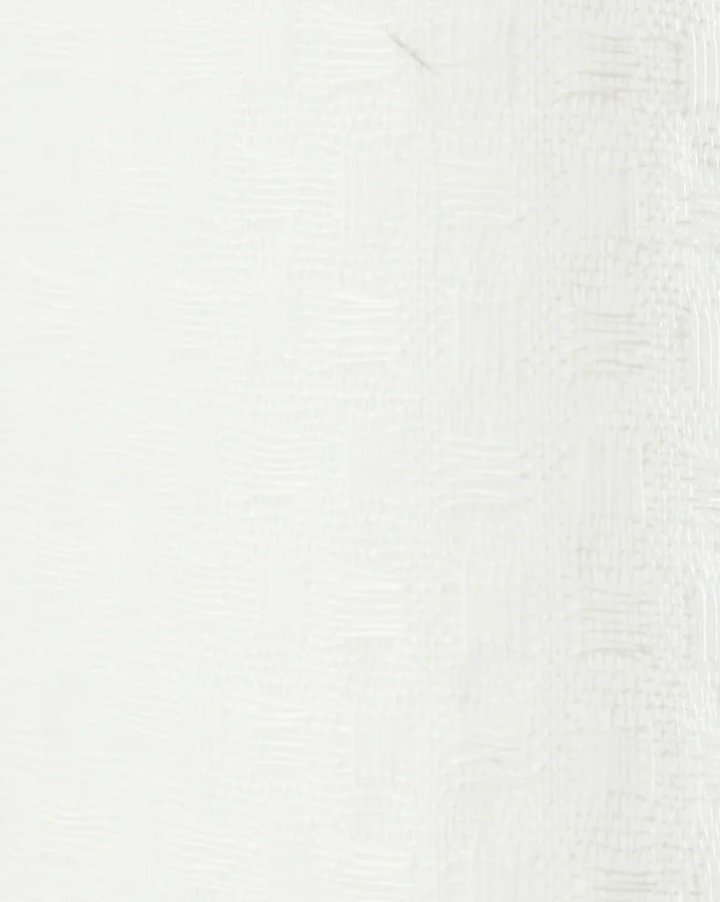 Unwind 52 x 95 Inch Triple French Pinch Pleat White Linen Grid Woven Sheer Curtain