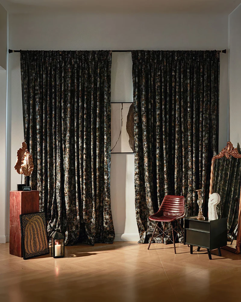 Impression Foil Printed Velvet Patterned Custom Curtain | Designed in Italy