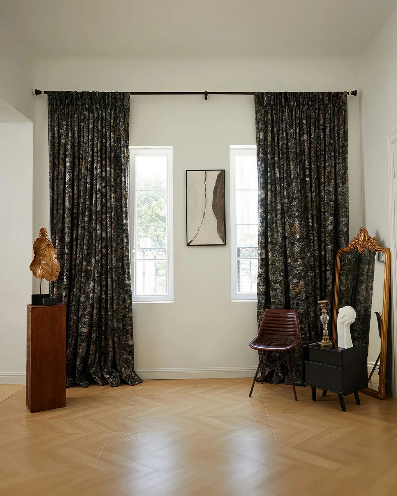 Impression Foil Printed Velvet Patterned Custom Curtain | Designed in Italy